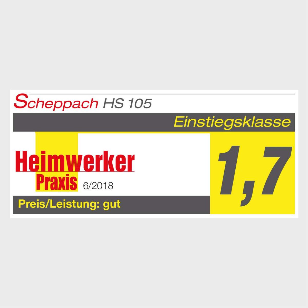Scheppach Tischkreissäge HS 105 mit Einstiegsbewertung und Preis-Leistungs-Bewertung 'gut' aus Heimwerker-Praxis 2018