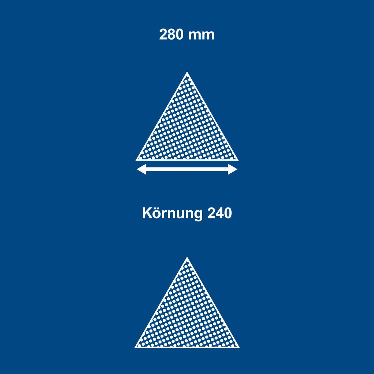 Dreieckiges Schleifpapier mit Körnung 240, Abmessung 280 mm