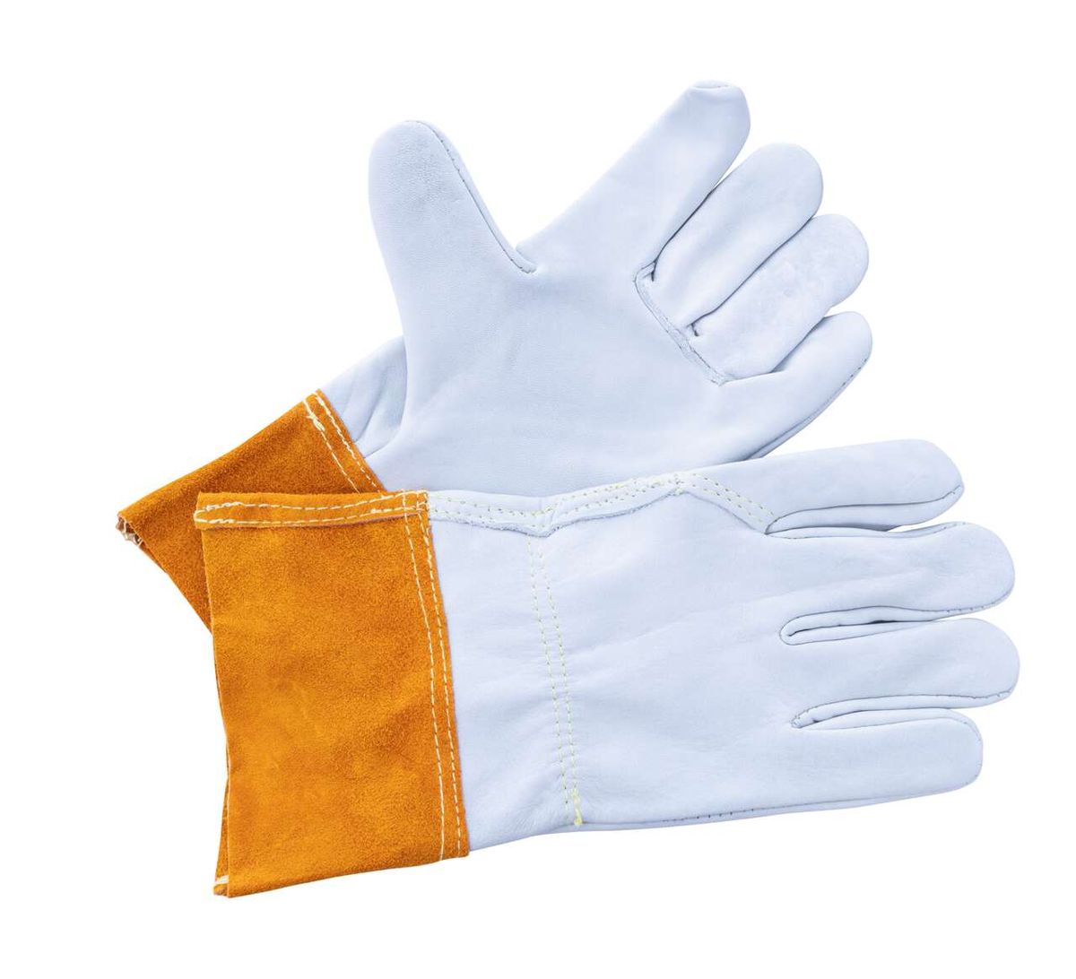 Scheppach Handschuhe (DIY) aus Leder, von vorne gezeigt.