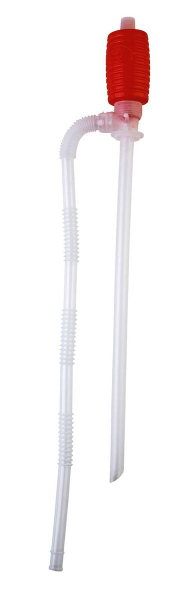 Benzinabsaugpumpe von Scheppach, Ansicht von der Seite.