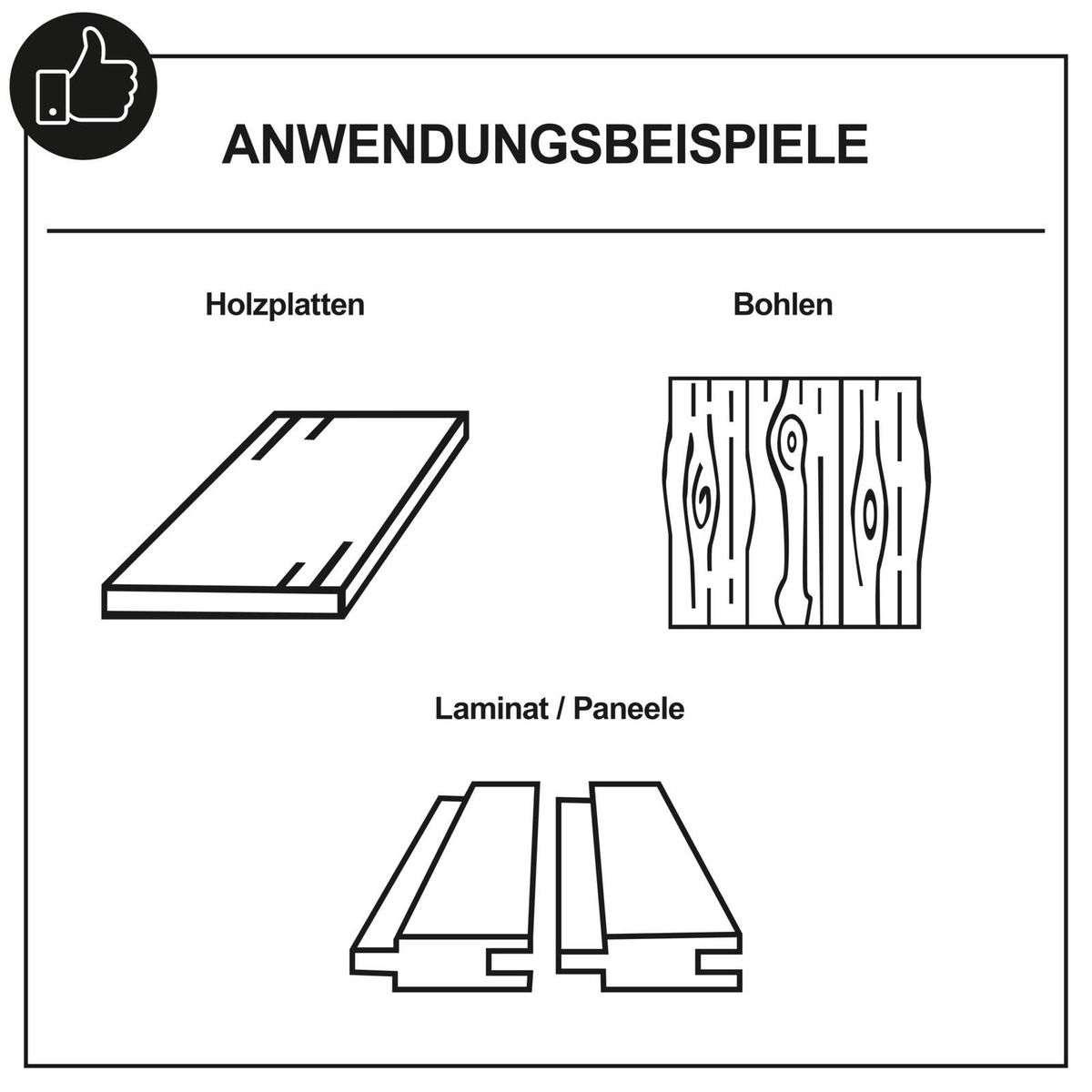 Anwendungsbeispiele für Holzplatten, Bohlen und Laminat/Paneele mit typischen Schnittformen für Scheppach-Tauchsägen