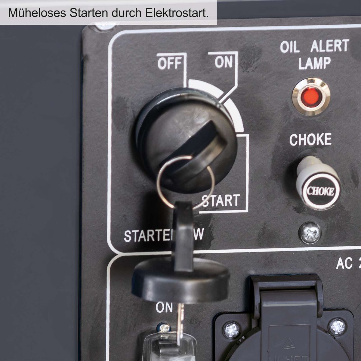 Startknopf und Ölwarnleuchte für Diesel-Stromerzeuger mit Elektrostarter