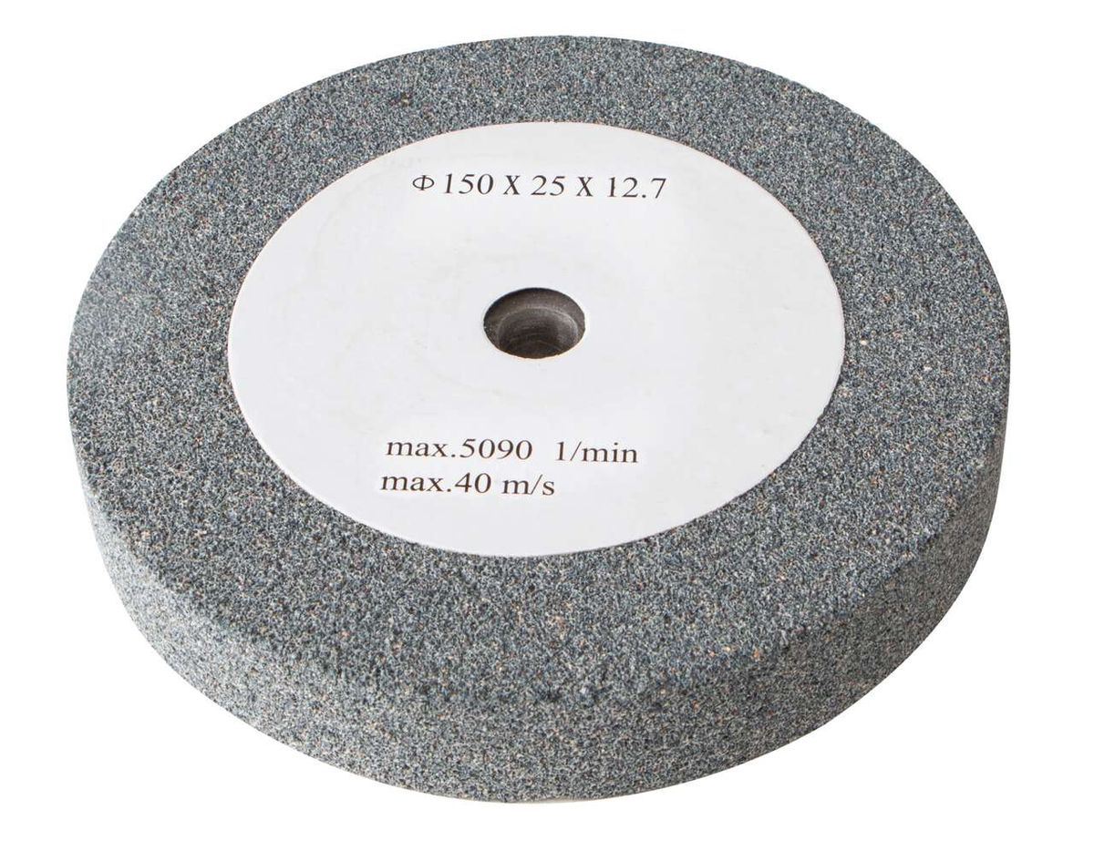 Scheppach Schleifscheibe Ø 150 x 25 x 12,7 mm K 36, Vorderansicht, max. 5090 U/min, max. 40 m/s.