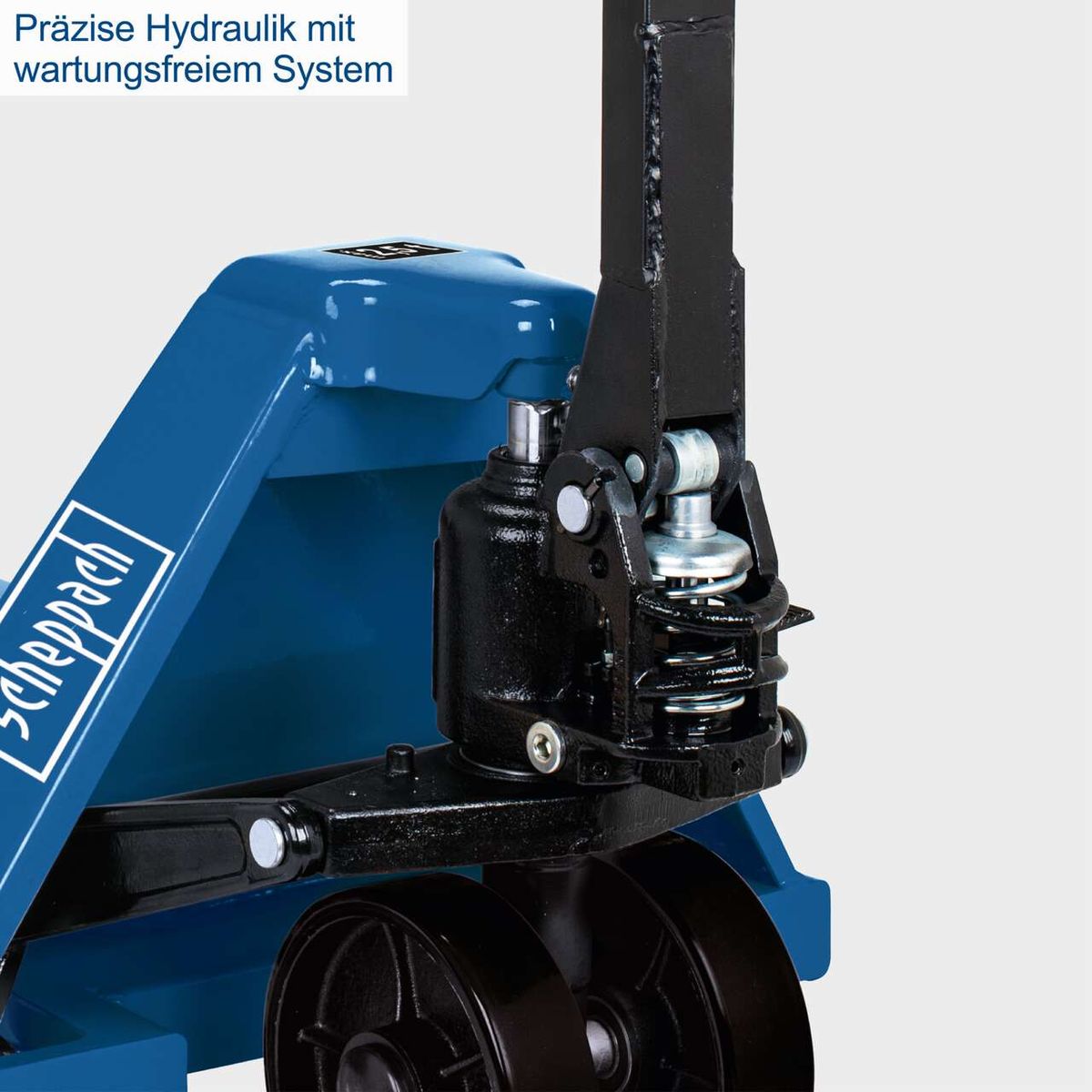 Scheppach Hubwagen mit präziser Hydraulik und wartungsfreiem System. Ideal für Lager, Werkstatt und Transportarbeit.