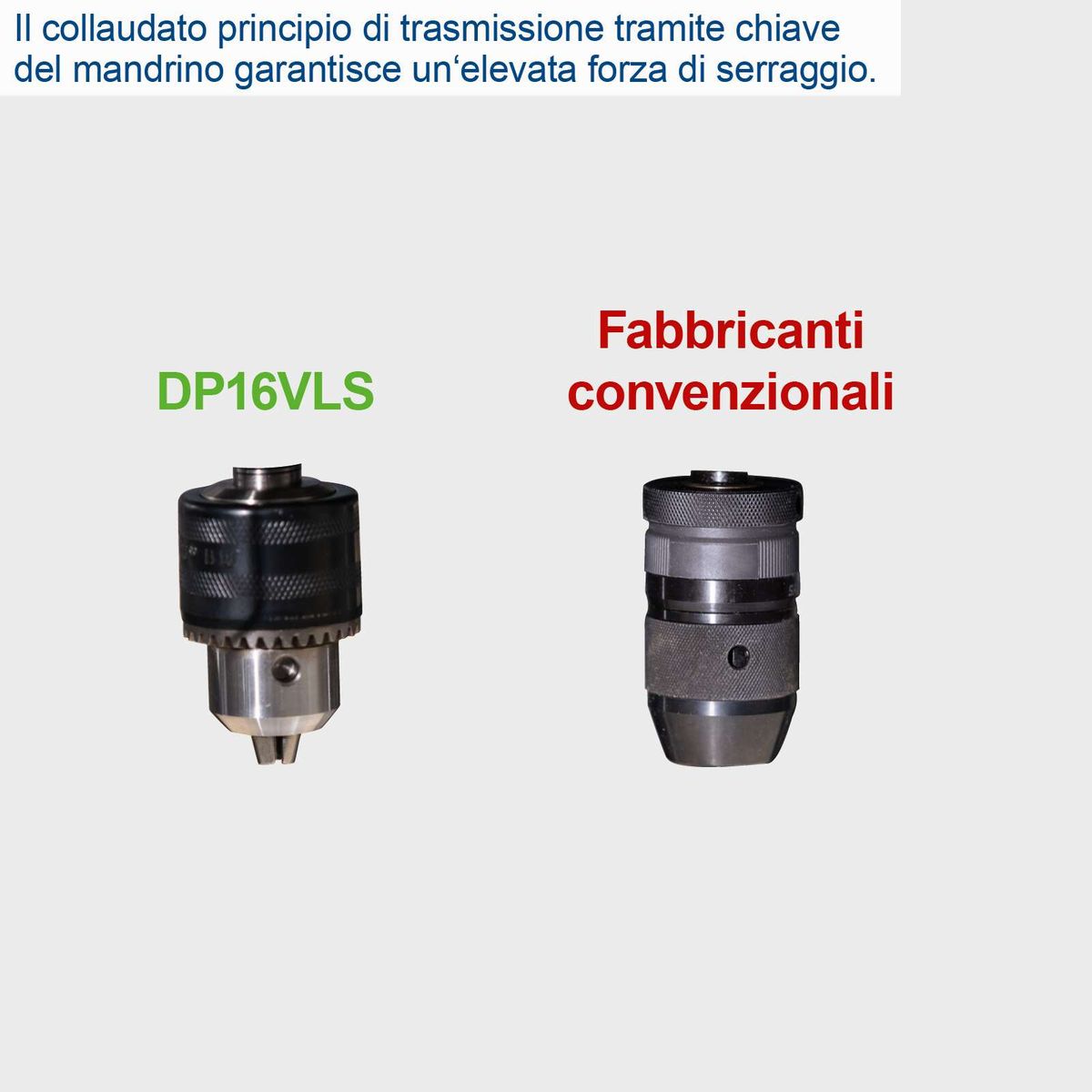 The proven key transmission principle of the chuck ensures high clamping force.