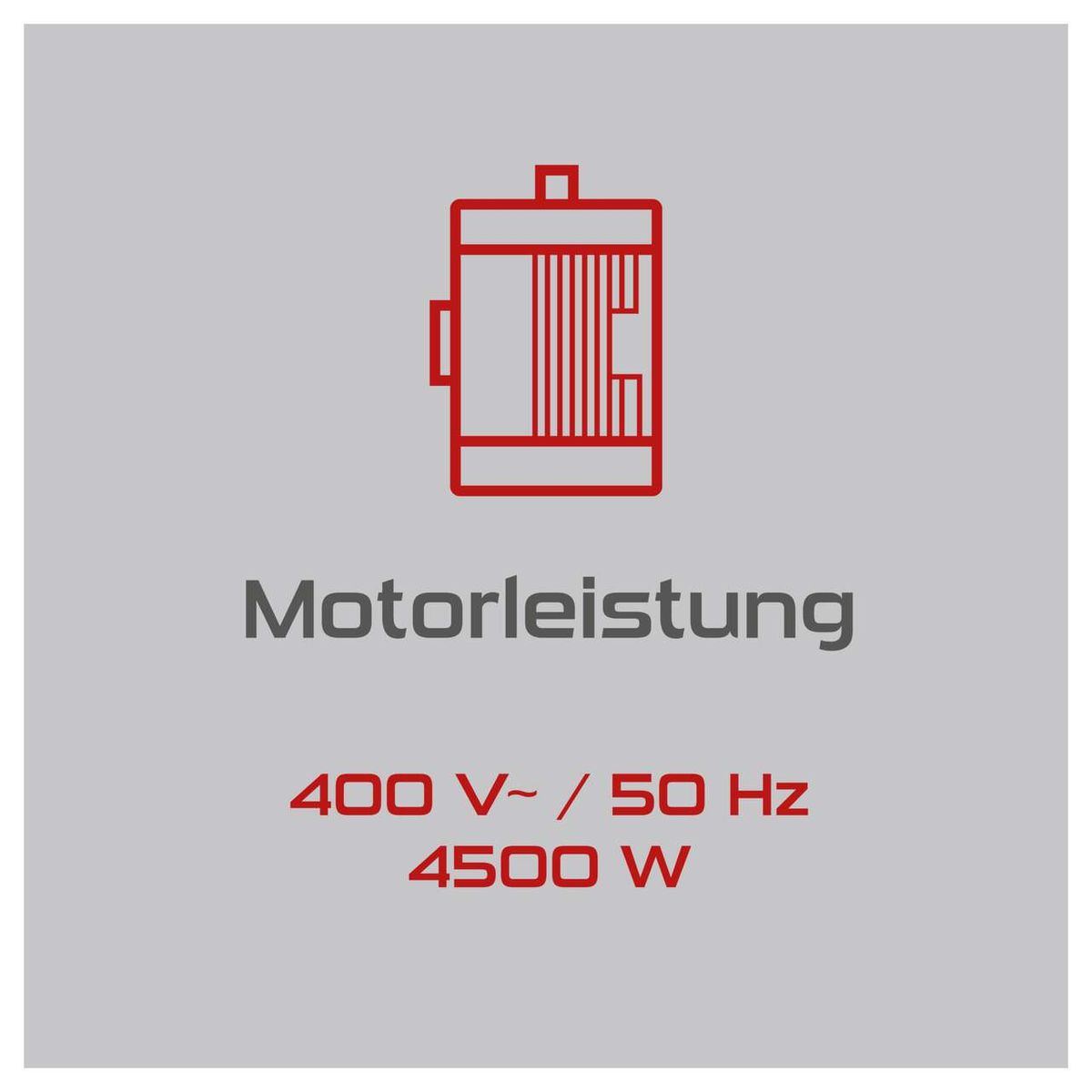 Technische Datenblatt für Wippkreissäge mit 400V, 50Hz und 4500 Watt Leistung