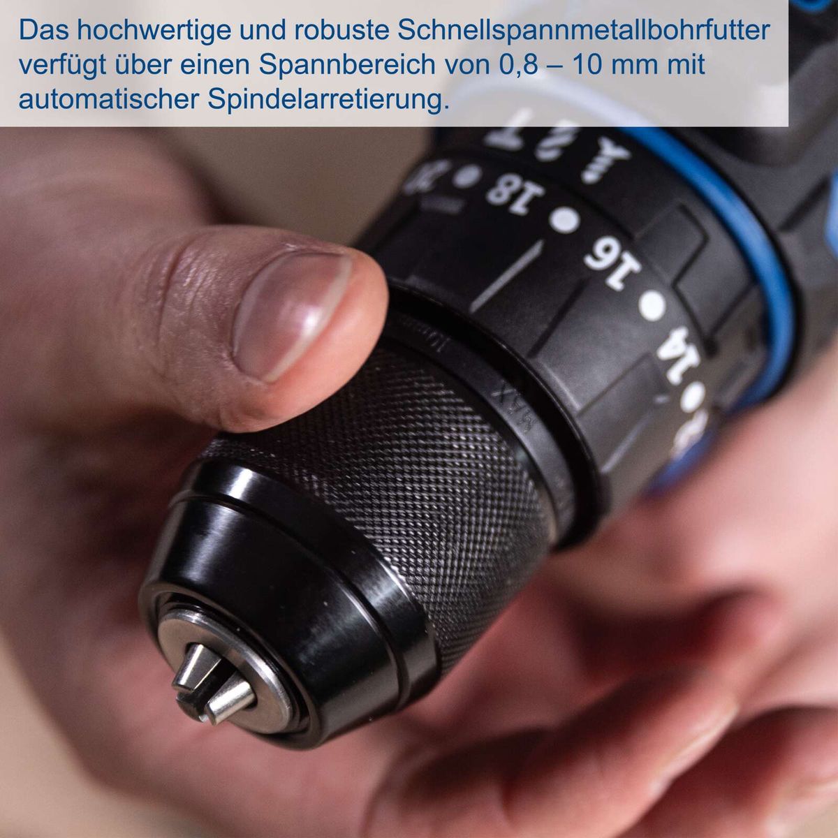 Spannfutter für Akku-Schlagbohrschrauber mit automatischer Spindelabstimmung für Drilldurchmesser 0,8–10 mm