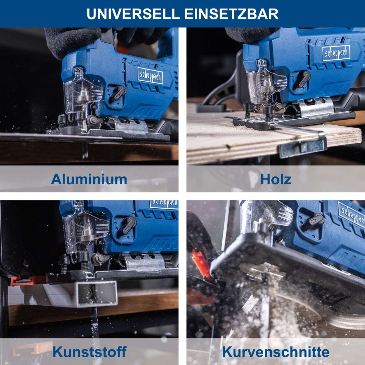 Universal-Stichsäge mit Kurvenschnittmöglichkeit für Holz, Aluminium und Kunststoff