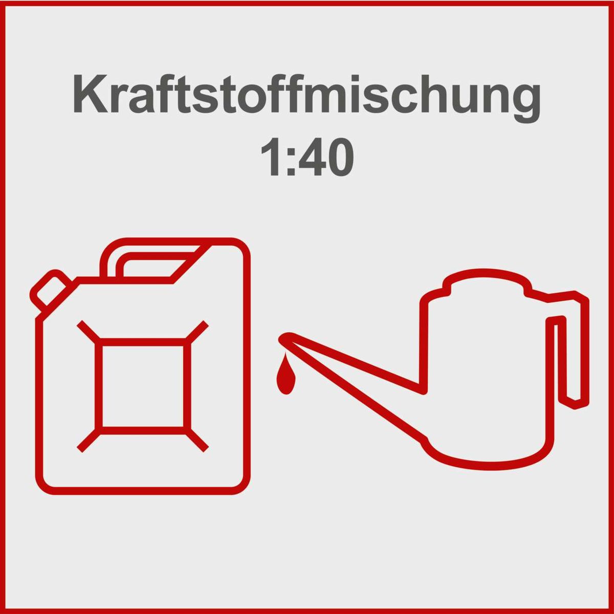 Kraftstoffmischung für die Benzin Kettensäge CSH46 von Scheppach im Verhältnis 1:40.
