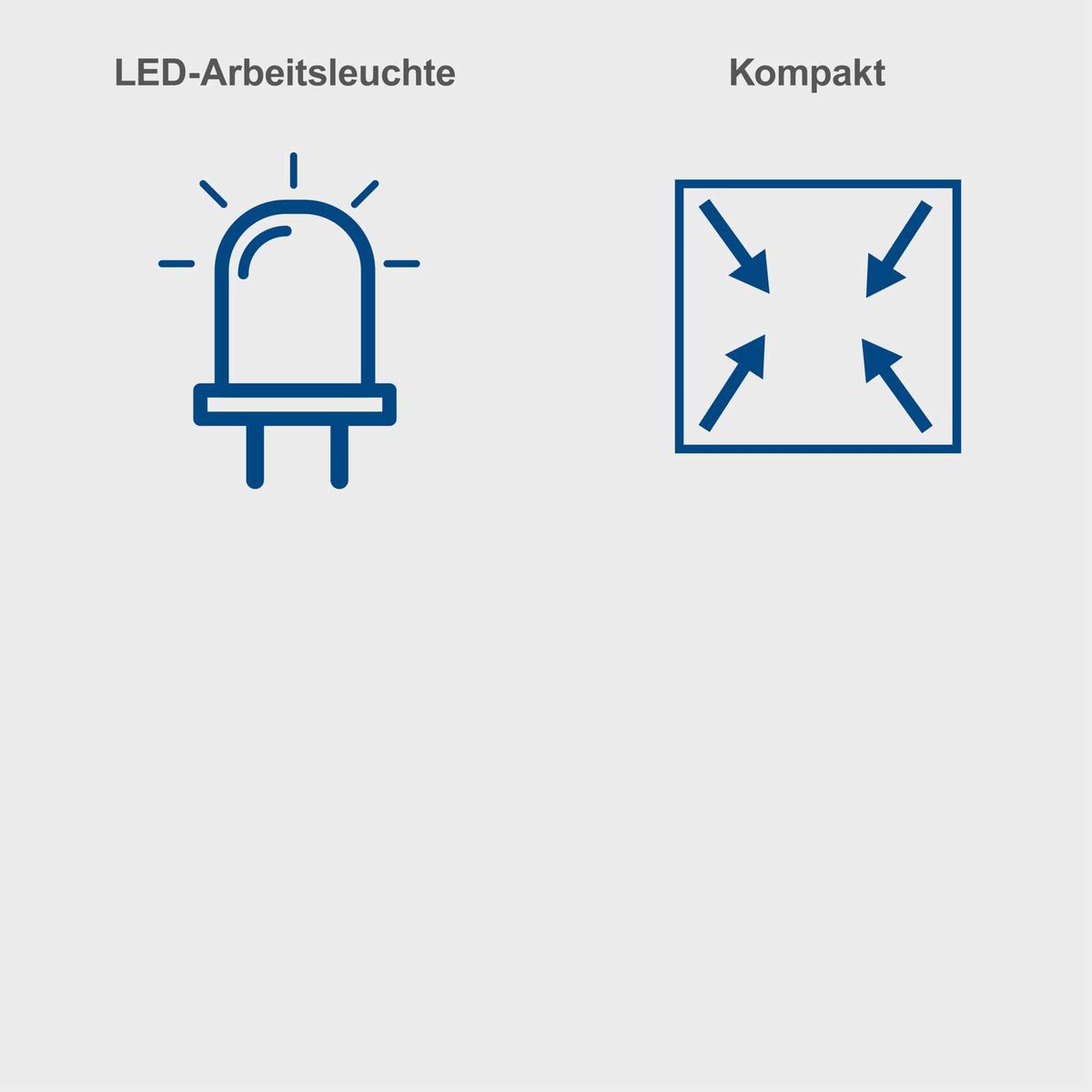 Die LED-Arbeitsleuchte bietet vier Richtungen für optimale Beleuchtung. Das kompakte Design ermöglicht einfache Handhabung.