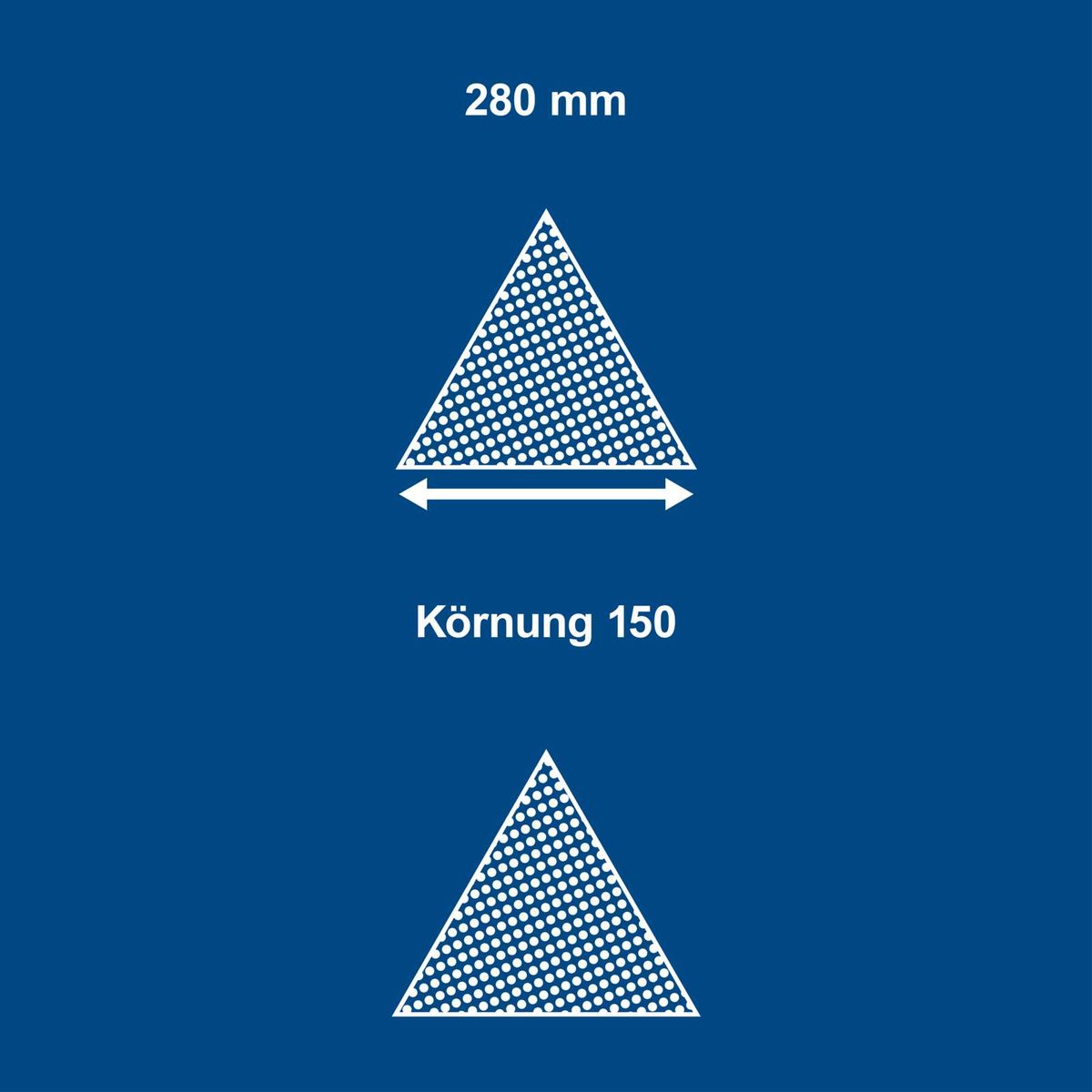 Dreieckiges Schleifpapier mit Körnung 150, Abmessung 280 mm, Satz aus 10 Stück