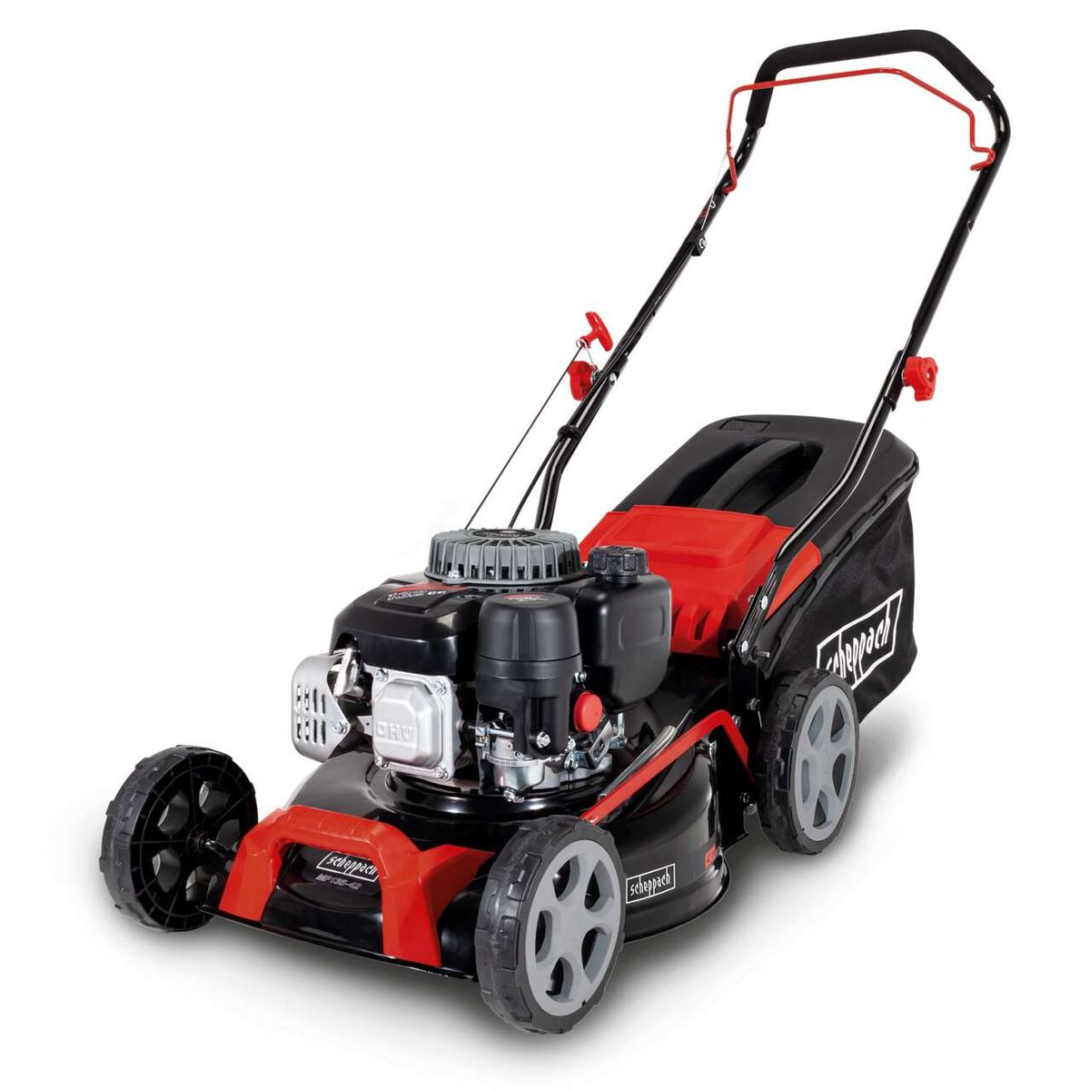 Der Scheppach Benzin Rasenmäher MP135-42 mit 3 PS, 42 cm Schnittbreite und 55 Liter Fangkorb. Ausgestattet mit einem robusten Motor und großen Rädern für einfache Handhabung. Ideal für den Heimgebrauch.