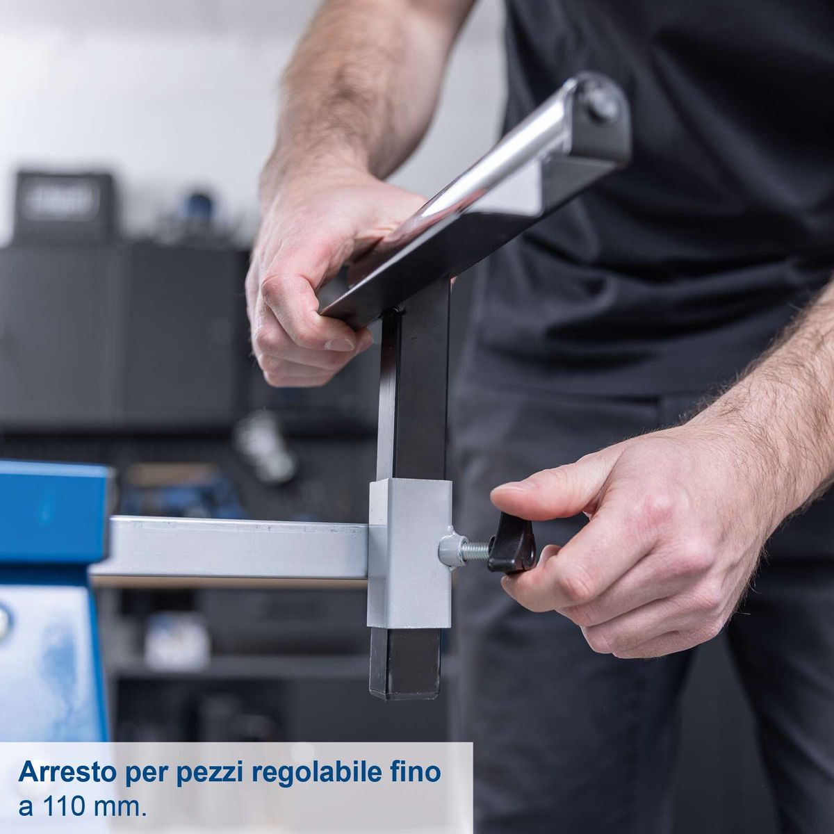 Regelbarer Werkstückhalter für Scheppach-Untergestell bis-gemessen 110 mm