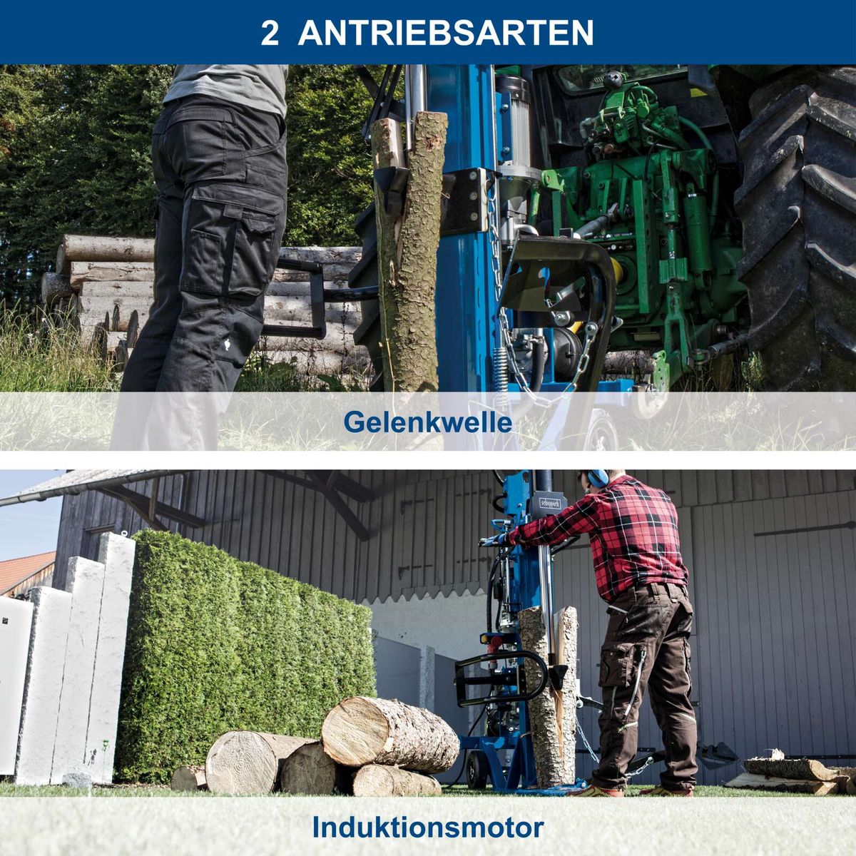 Holzspalter mit Gelenkwellenantrieb und Induktionsmotor für Scheppach-Modell HL3000GM
