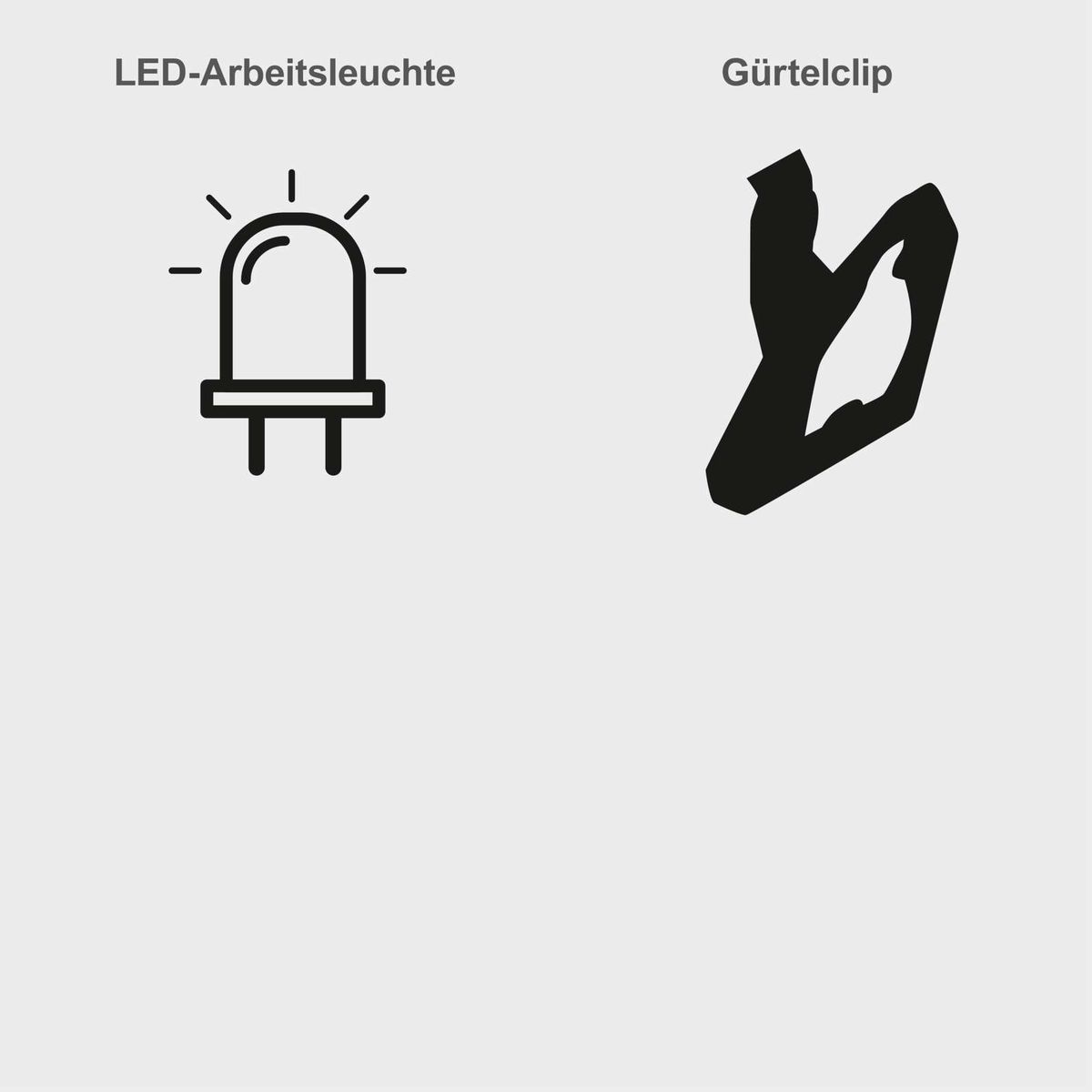 LED-Arbeitsleuchte und Gürtelclip für Akku-Bohrschrauber – praktische Ergänzung für Handwerk