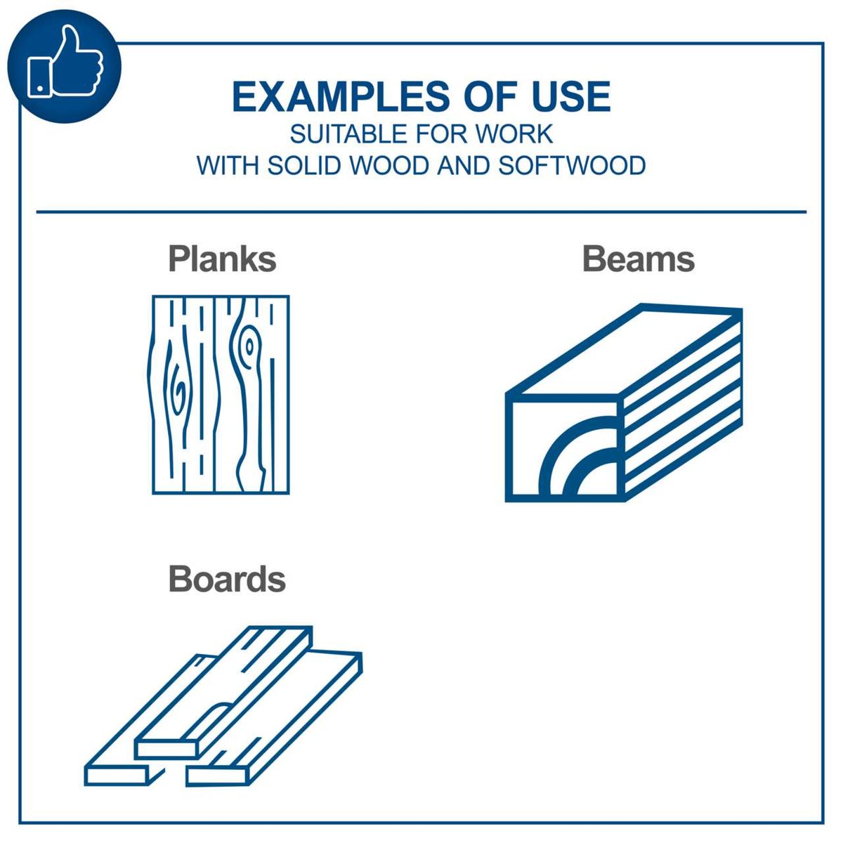 Examples of use for the Planer Thicknesser HMS1070. Suitable for working with solid wood and softwood. Capable of processing boards, beams, and planks.