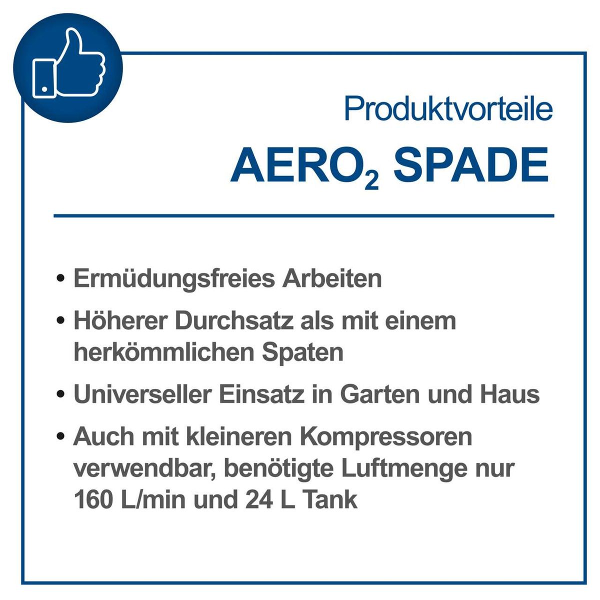 Aero² Spade – Ermüdungsfreies Arbeiten, höherer Durchsatz als herkömmliche Spaten, universeller Einsatz in Garten und Haus, kompatibel mit kleinen Kompressoren (160 L/min, 24-L-Tank)