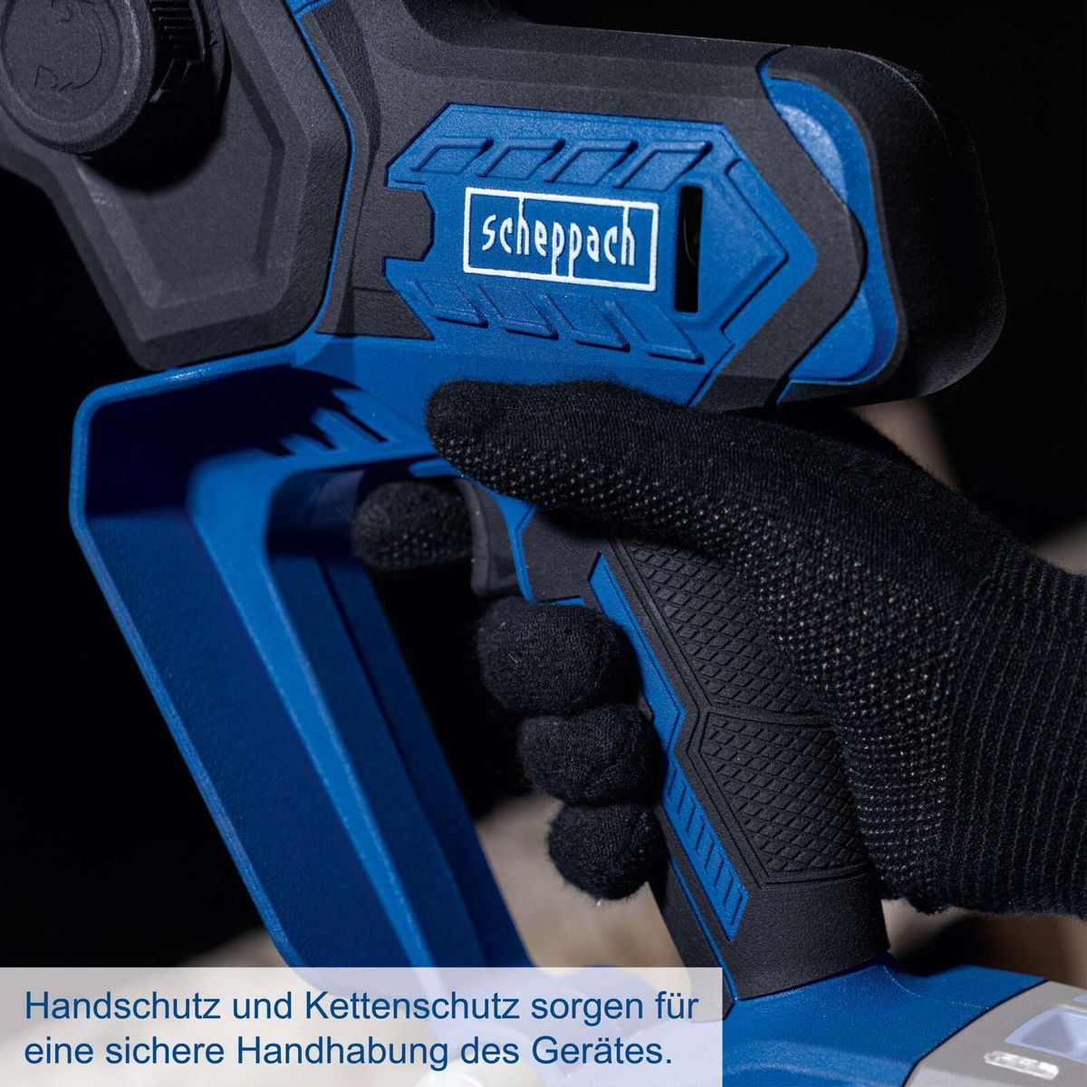 Handschutz und Kettengriffe für sichere Handhabung eines Geräts