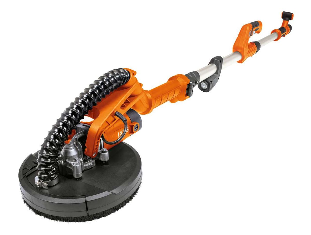 Wand- und Deckenschleifer IX-WS925 IXES von Scheppach, seitliche Ansicht mit Schleifscheibe und Griff.