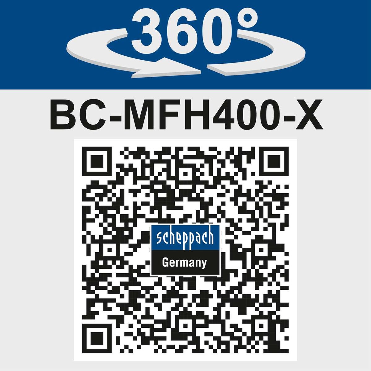 360°-Drehfunktion für BC-MFH400-X-Tool mit Scheppach-Logo