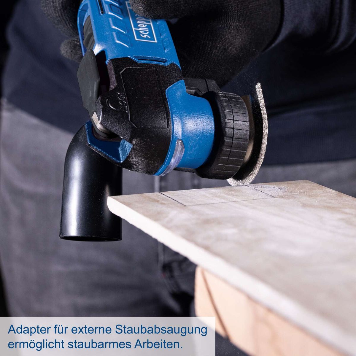 Adapter für externe Staubsaugung – ermöglicht staubarmes Arbeiten mit Scheppach-Werkzeug