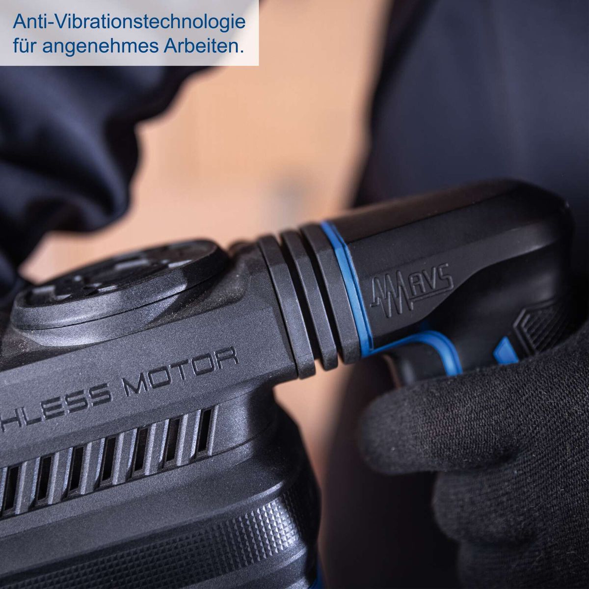 Anti-Vibrationstechnologie für angenehmes Arbeiten mit Akku-Abbruchhammer