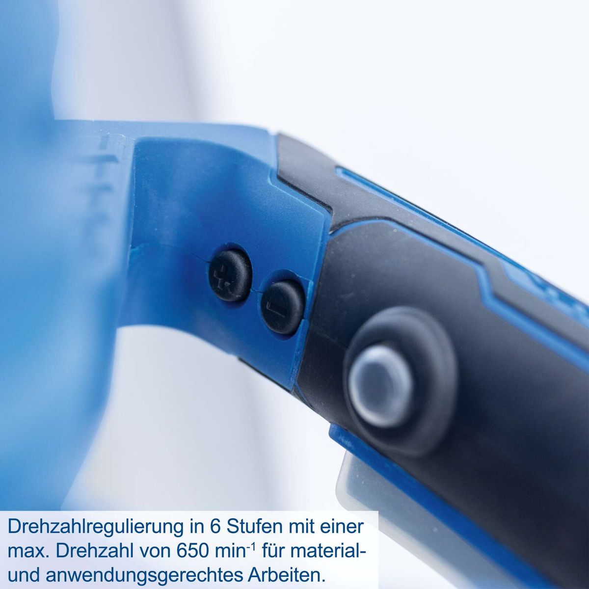 6-Stufen-Drehzahlregelung mit maximal 650 U/min für präzises Arbeiten