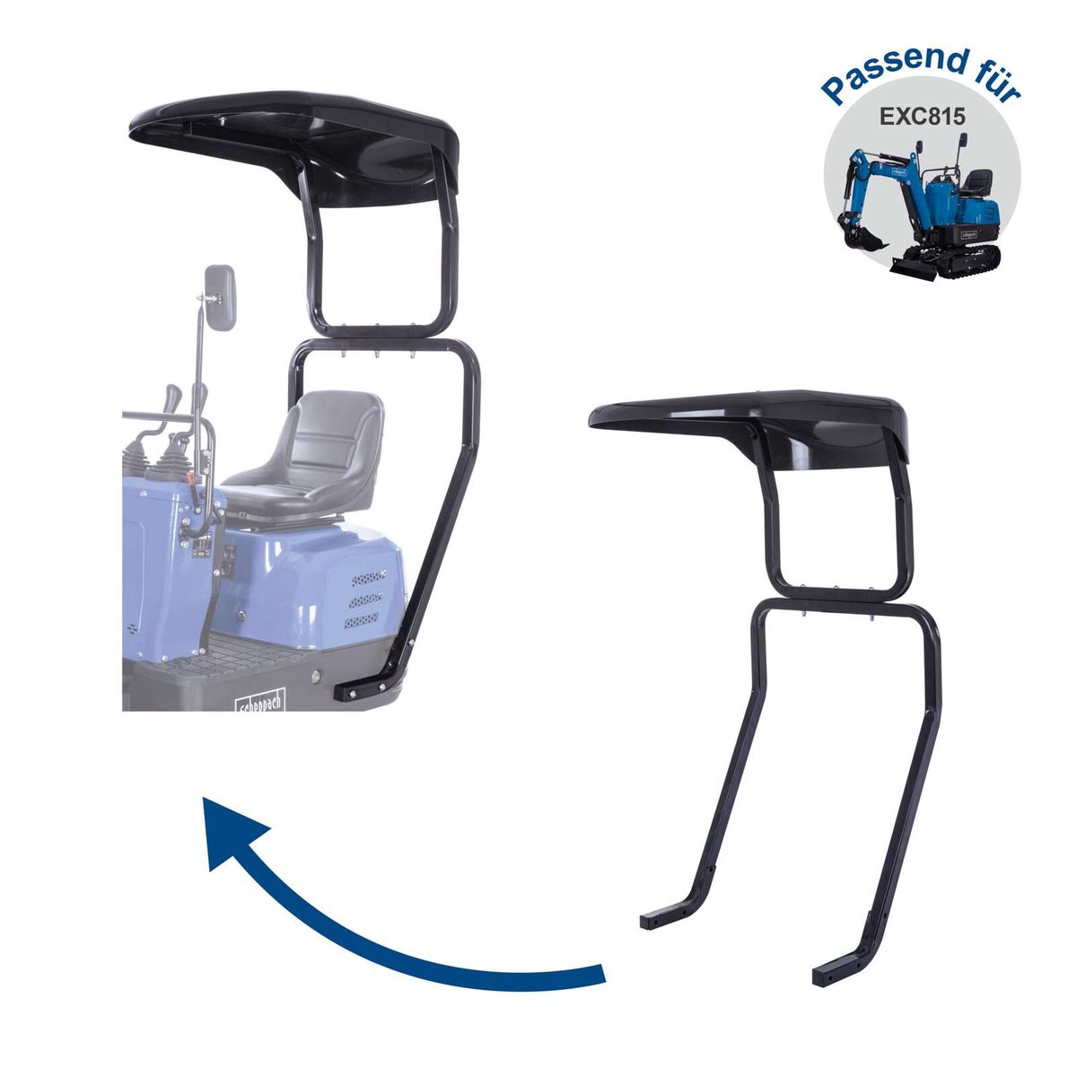 Aufnahme- und Abwurfschale für Mini-Bagger-Set mit ergonomischer Sitzposition und Armstützen für Komfort beim Arbeiten