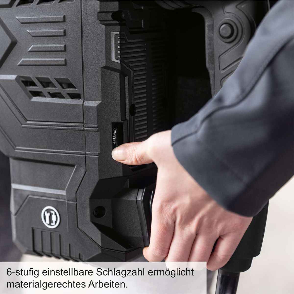 6-stufig einstellbare Schlagzahl für präzises Materialarbeiten auf Scheppach-Abruchhammer