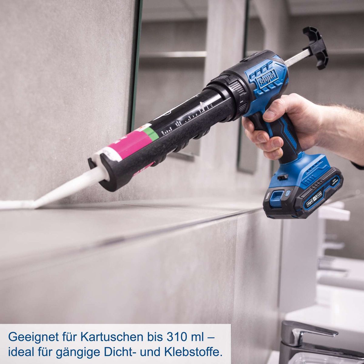 Akku-Kartuschenpistole mit Kartuschen bis 310 ml für Dicht- und Klebstoffe