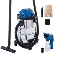 Elektro-Nass-/Trockensauger VC25 Scheppach mit 1200 Watt, 25-Liter-Fassungsvermögen, 2 Meter Schlauch und 3 Meter Anschlusskabel inkl. Beutellose Filter und Staubsaugerbeutelaufsatz