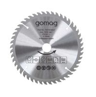 Kreissägeblatt von gomag, Part-Nummer 7901810607, max. 9200 U/min, EN-847-1, Z-15640, Scheppach GmbH. Gezeigt von vorne.