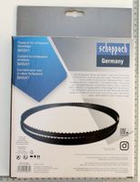 Scheppach-Sägeband (BASA1) mit 14 TPI, Produktpackung mit Beschriftung und Maßband
