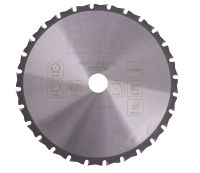 Kreissägeblatt von Scheppach, Part-Nummer 7901202706, max. Drehzahl 8000 U/min, EN 847-1:2028, geprüft, HW/28 T, für Holz und Metall, von vorne fotografiert.