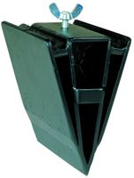 Treibkeil OX 1-1000 / OX 3-1000 von Scheppach, Ansicht von vorne. Der Treibkeil ist ein robustes Werkzeug mit einer Metallkonstruktion und einem Gewindestift an der Oberseite.