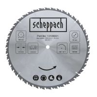 Scheppach-Sägeblatt mit Teilnummer 13108001; Maximalgeschwindigkeit 1600/min, 80 m/s; 700 mm Breite, 30 mm Tiefe; 3,5 mm und 4,5 mm Kerbtiefe; für Holz und Hartmetall (HW 42 T)