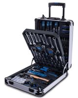 Scheppach-Werkzeugkoffer WZT187 mit umfassendem Sortiment an Schraubenziehern, Zangen und anderen Werkzeugen