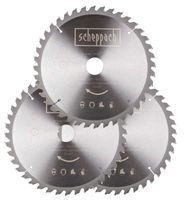 Scheppach Multifunktionssägeblätter Profi 3er-Set 255mm, drei Sägeblätter im Set, von vorne fotografiert.