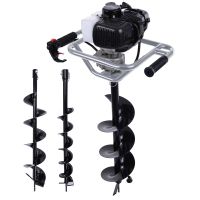 Scheppach Erdbohrgerät mit Motor, Halterung und drei verschiedenen Bohrerlängen (100, 150, 200 mm)