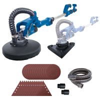 Scheppach Wand- und Deckenschleifer mit Rund- und Eckkopf, inklusive Sandpapier-Set und Schlauch