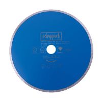 Scheppach-Diamantdrehscheibe mit technischen Daten: 6500 U/min, 80 m/s Arbeitsgeschwindigkeit, 26,4 mm und 290 mm Bohrung