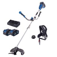 Scheppach Akku-Freischneider mit Akku-Ladegerät, Motor-Sense und Halterung für Akku und Werkzeug