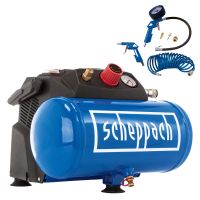 Scheppach-Kompressor mit integriertem Luftregler und Druckmessgerät, inkl. Anschluss für Luftschlauch und Werkzeugspitze