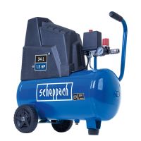 Scheppach Kompressor mit 24-Liter-Tank und 1,5 PS Leistung, 200 Liter/Minute Fördervolumen, inkl. Lenkradsteuerung und Druckregelung