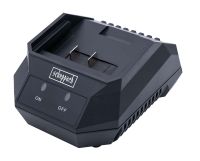 Scheppach Ladegerät BC1.5A-Li12V, Ansicht von schräg oben. Das Gerät hat einen Einschalter und einen Ausschalter.