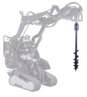 Scheppach-Erdbohrer mit 100-mm-Durchmesser, montiert auf Arbeitsgerät