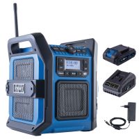 Akku-Baustellenradio mit LCD-Display, USB-Anschlüsse, DAB/DAB+ und FM, inkl. Akku und Ladegerät