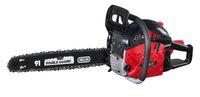 Kettensäge CSH46 von Scheppach, 46cc, mit Oregon Double Guard Kette. Ansicht von der Seite.