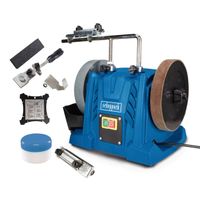 Scheppach-Wasserschleifsystem mit Schleifscheibe, Abziehpaste, Winkellehre und Ersatzteilen für Schleifmaschine