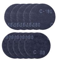 Scheppach Schleifgitter, 10 Stück, Ø 150mm, 5x K80 und 5x K180. Gezeigt von oben.